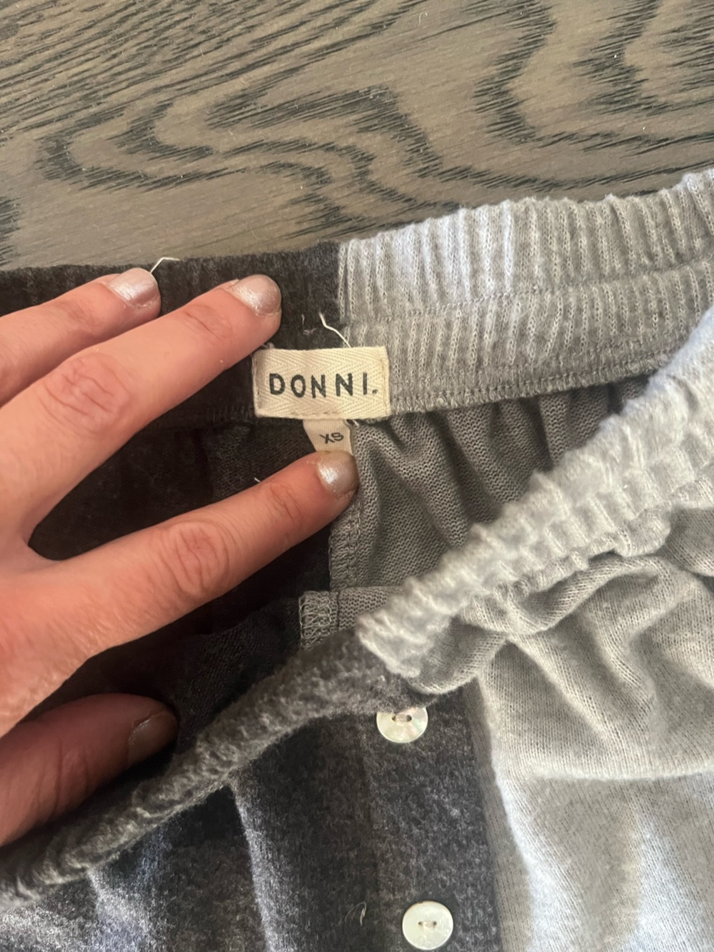 Donni Knit Shorts in Light Gray & Charcoal - Picture 2 of 2